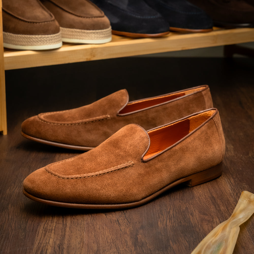 16-685-CGN BRUNO Suede Penny Loafer, Cognac