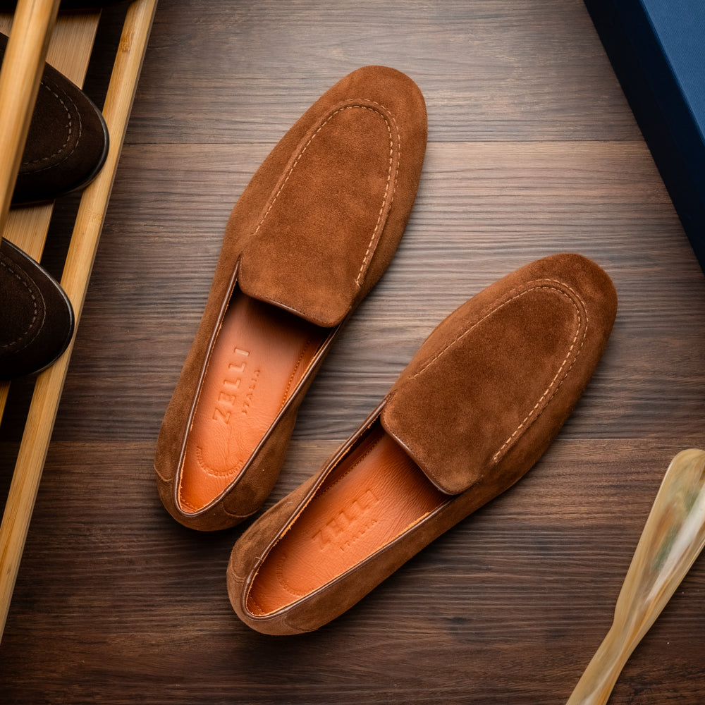 16-685-CGN BRUNO Suede Penny Loafer, Cognac