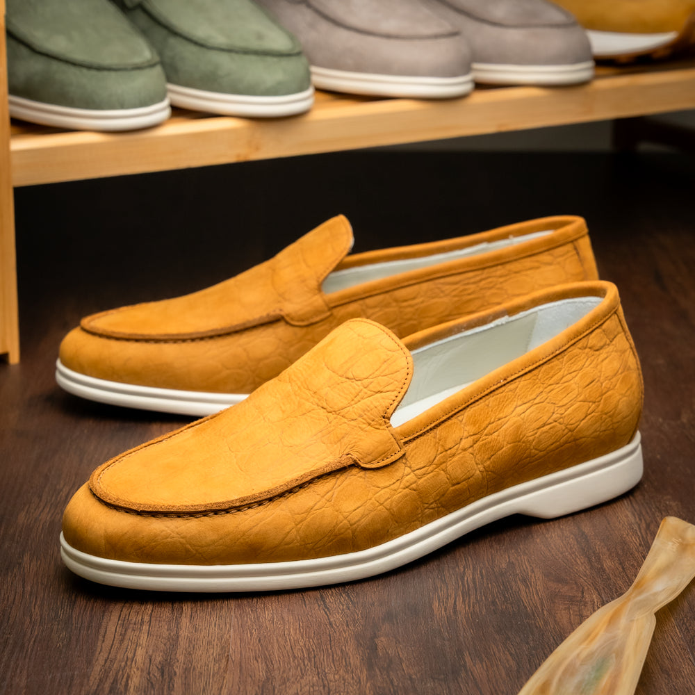 LIVORNO Stampata Crocodile Nubuk Loafer, Cognac