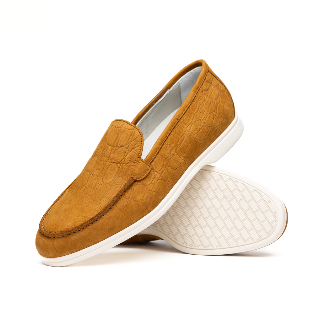 LIVORNO Stampata Crocodile Nubuk Loafer, Cognac