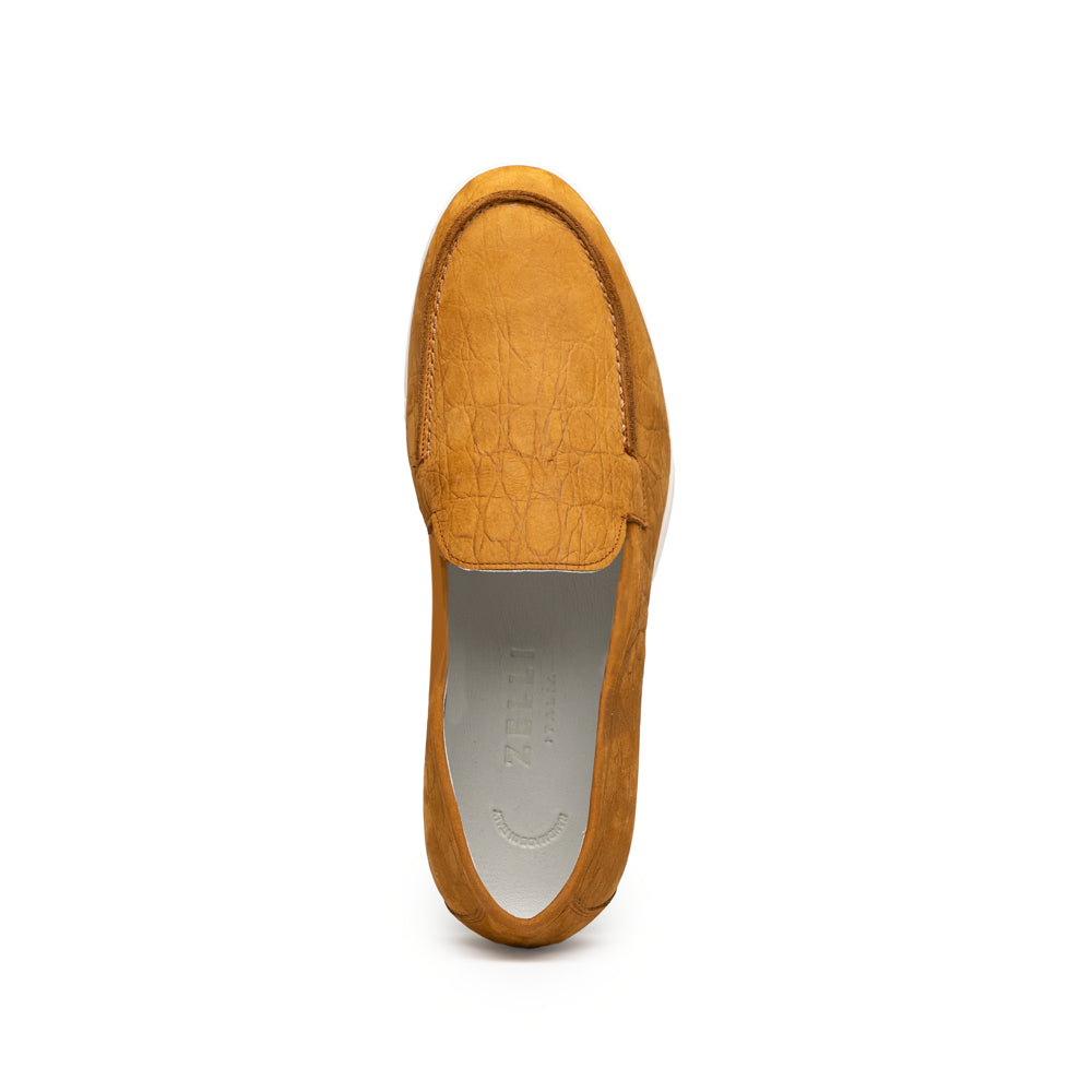 LIVORNO Stampata Crocodile Nubuk Loafer, Cognac