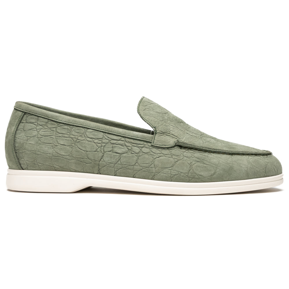 LIVORNO Stampata Crocodile Nubuk Loafer, Celery