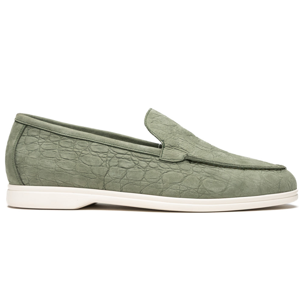 LIVORNO Stampata Crocodile Nubuk Loafer, Celery