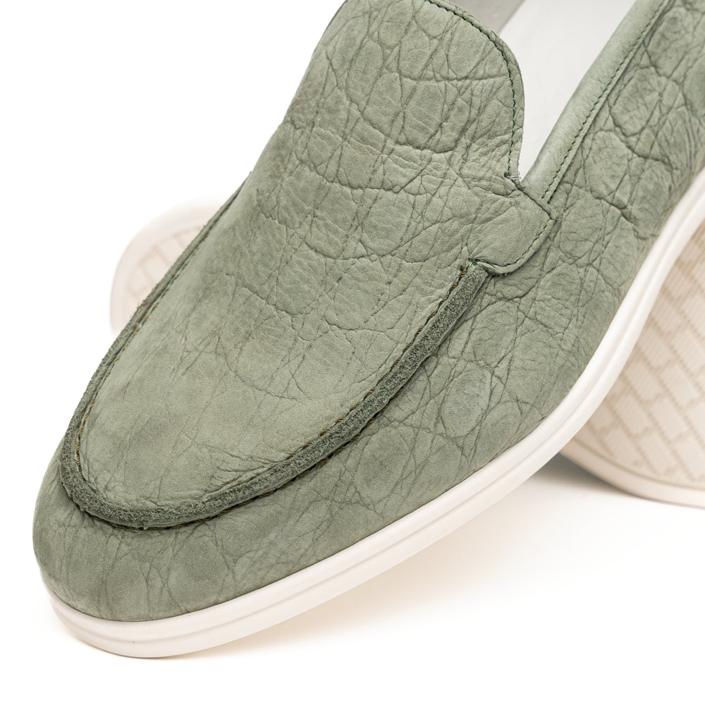 LIVORNO Stampata Crocodile Nubuk Loafer, Celery