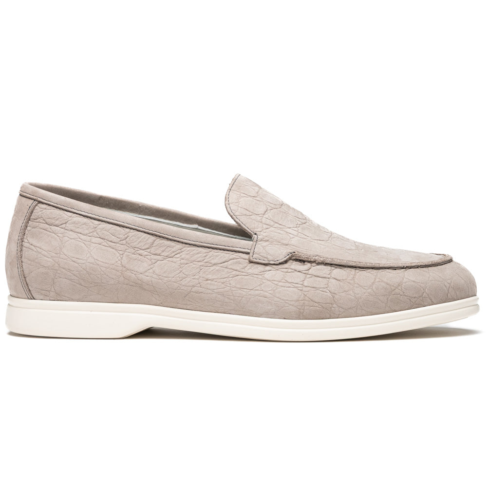 LIVORNO Stampata Crocodile Nubuk Loafer, Bone