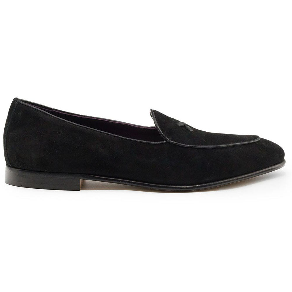 16-681-BLK X Italian Sueded Goatskin Loafer, Black