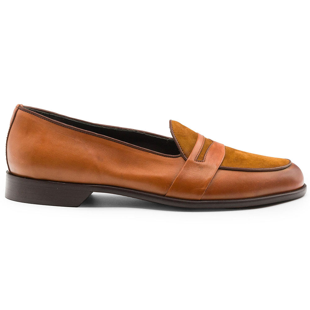 15-755-CGN ALBERTO Italian Calf & Suede Loafer Cognac