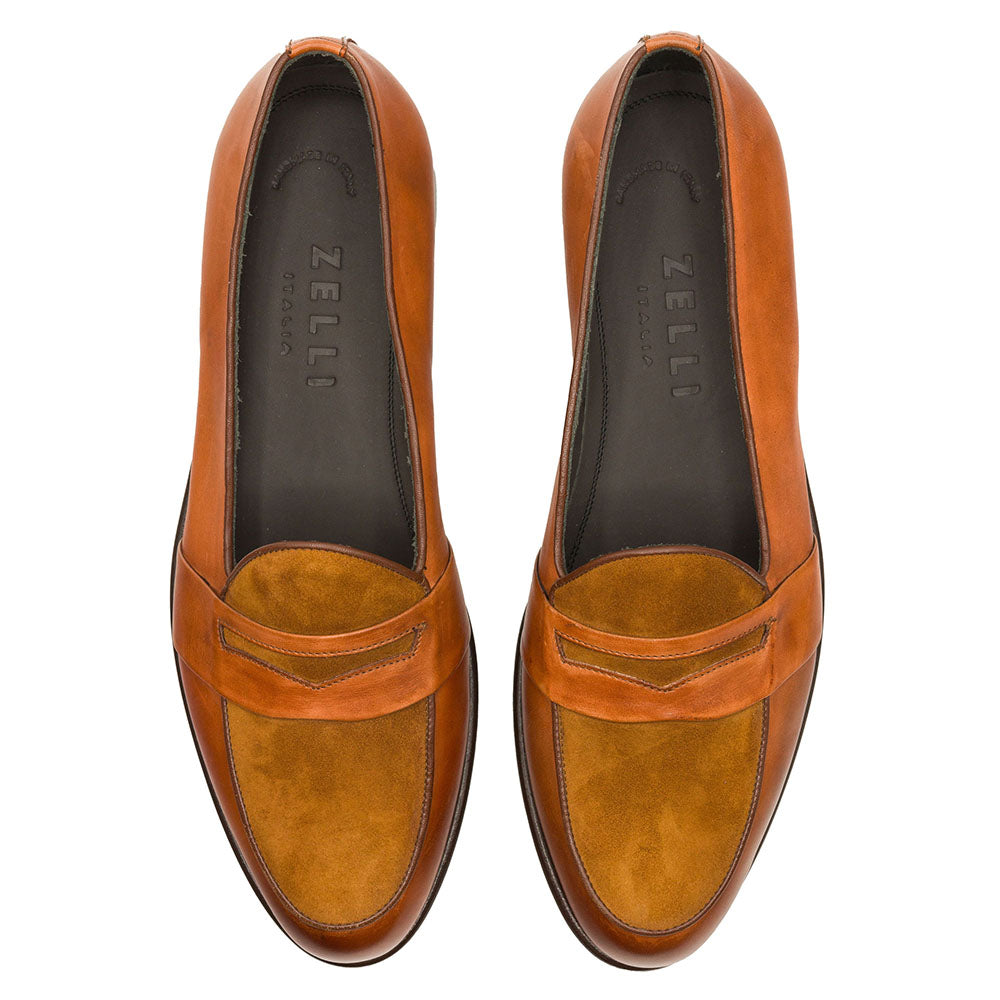 15-755-CGN ALBERTO Italian Calf & Suede Loafer Cognac