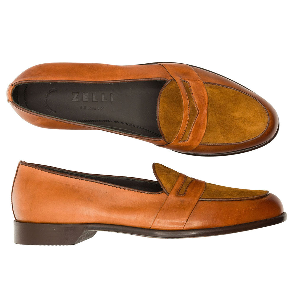 15-755-CGN ALBERTO Italian Calf & Suede Loafer Cognac