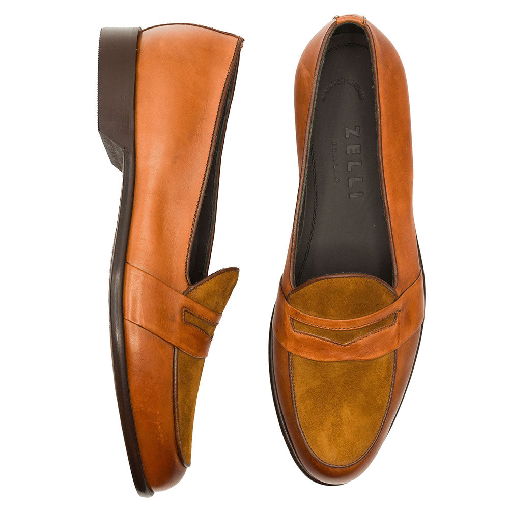 15-755-CGN ALBERTO Italian Calf & Suede Loafer Cognac