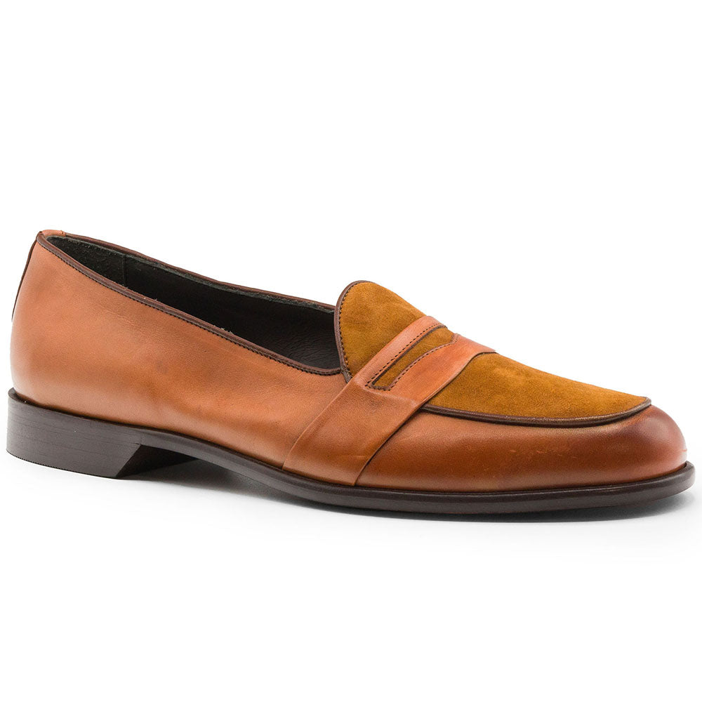 15-755-CGN ALBERTO Italian Calf & Suede Loafer Cognac