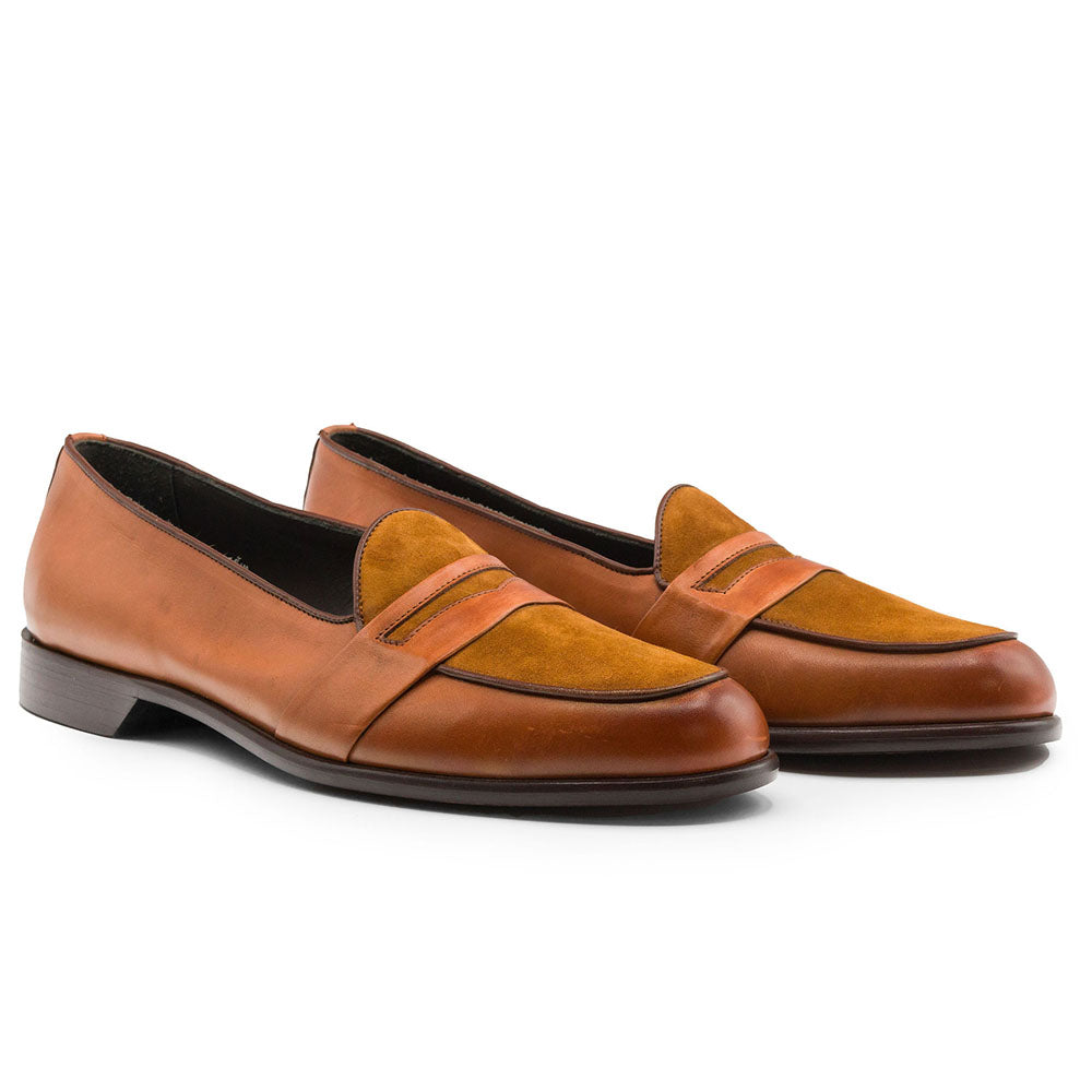 15-755-CGN ALBERTO Italian Calf & Suede Loafer Cognac