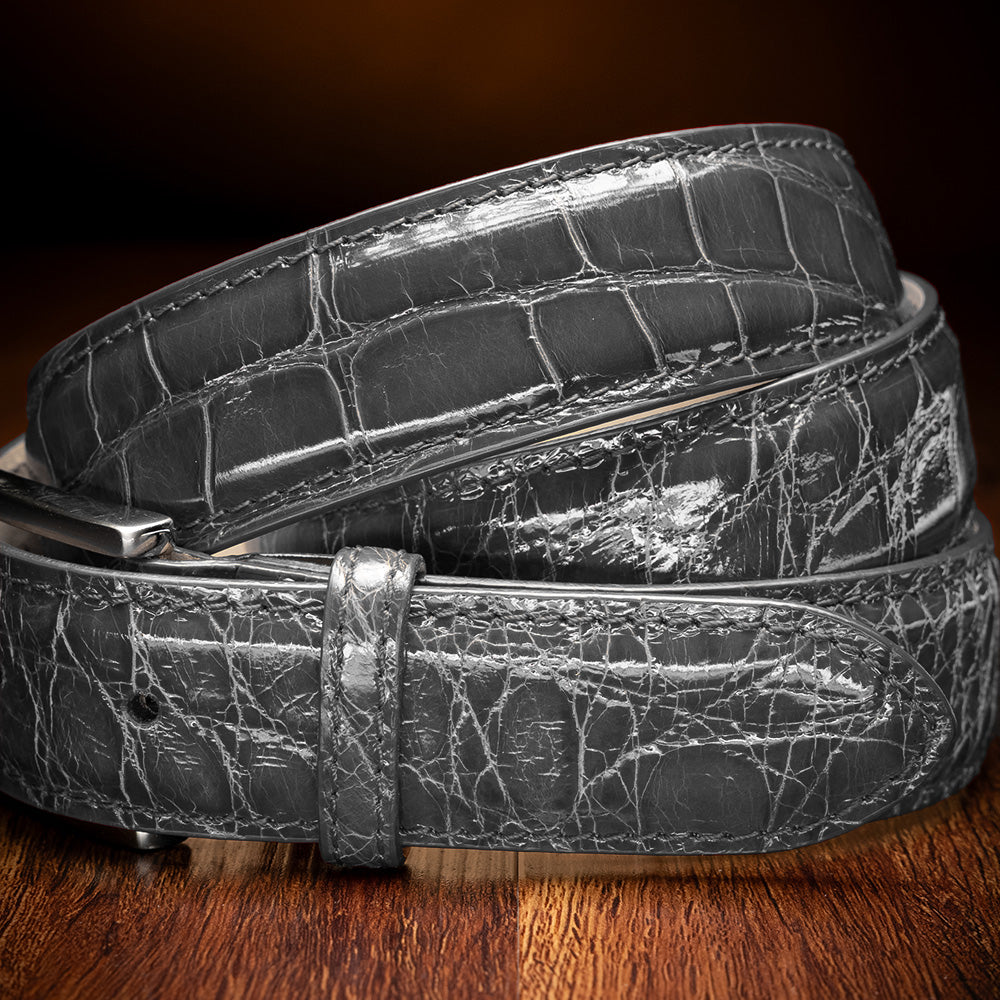 70-100-GRY ALLIGATOR Belt, Grey