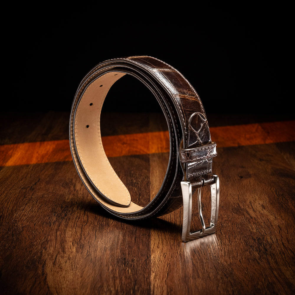 70-100-NIC ALLIGATOR Belt, Nicotine