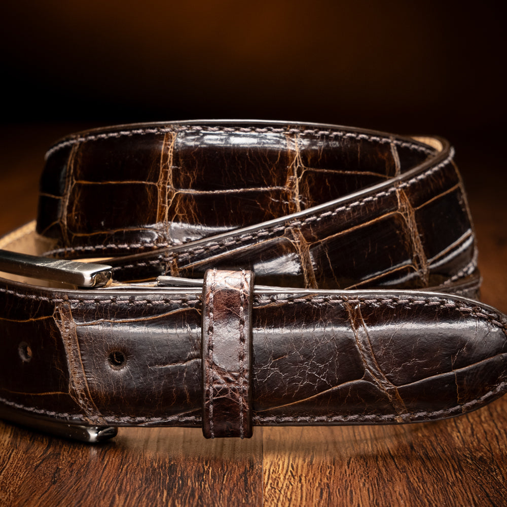 70-100-NIC ALLIGATOR Belt, Nicotine