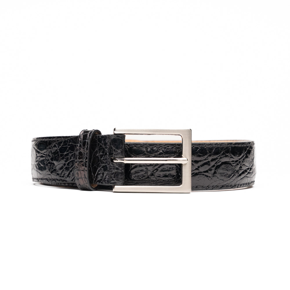 71-155-BLK CAIMAN CROCODILE Belt, Black