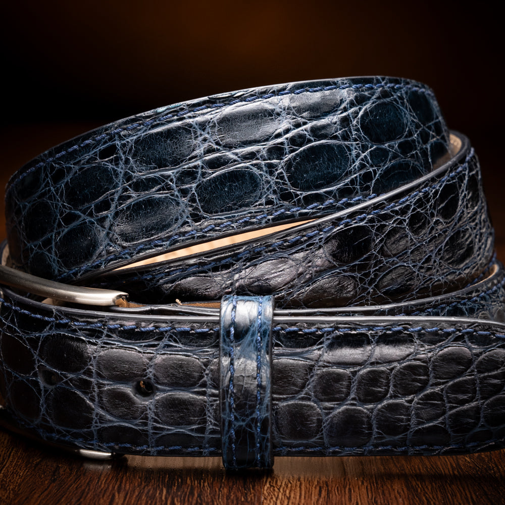 71-155-NVY Crocodile Belt, Navy