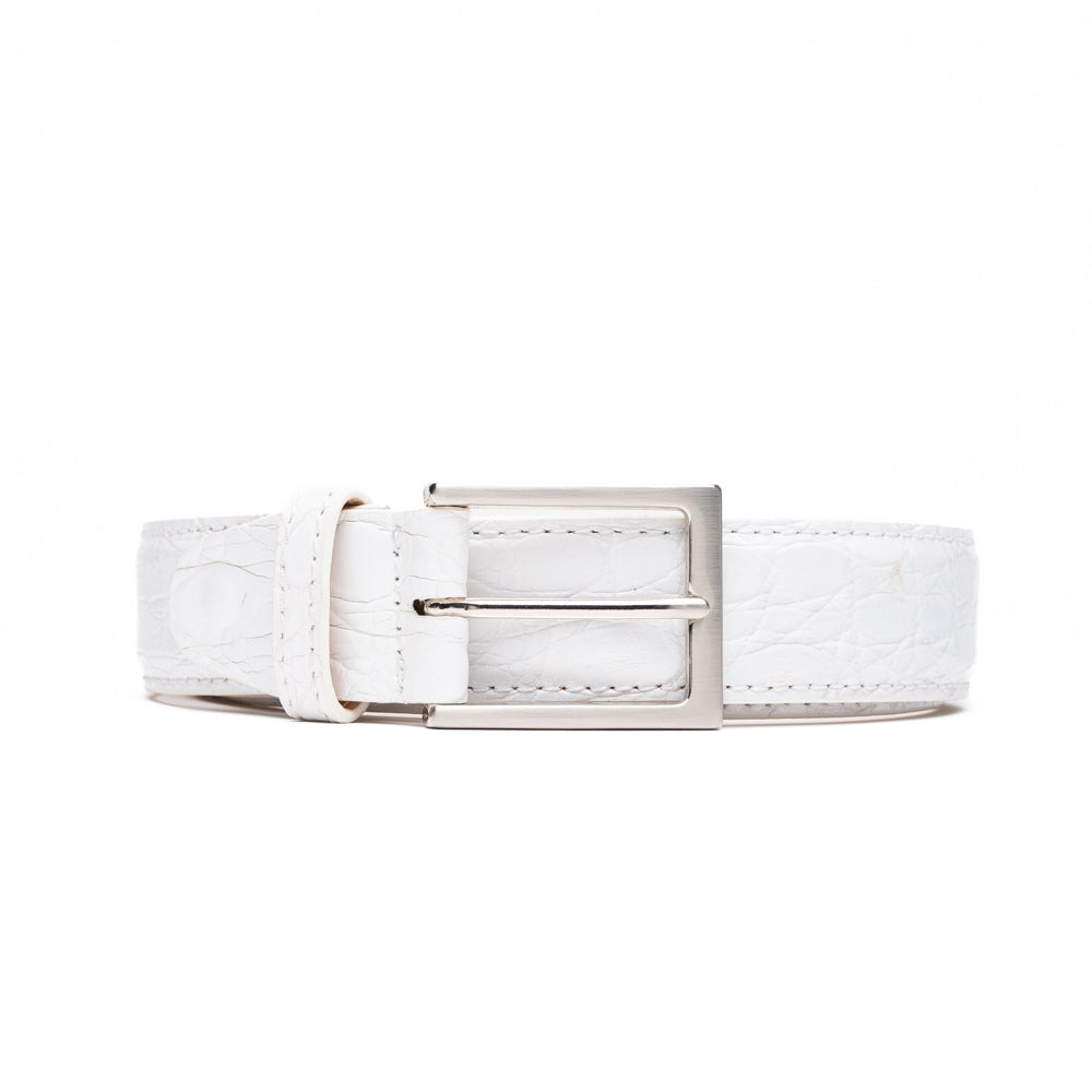 71-155-WHT Crocodile Belt, White