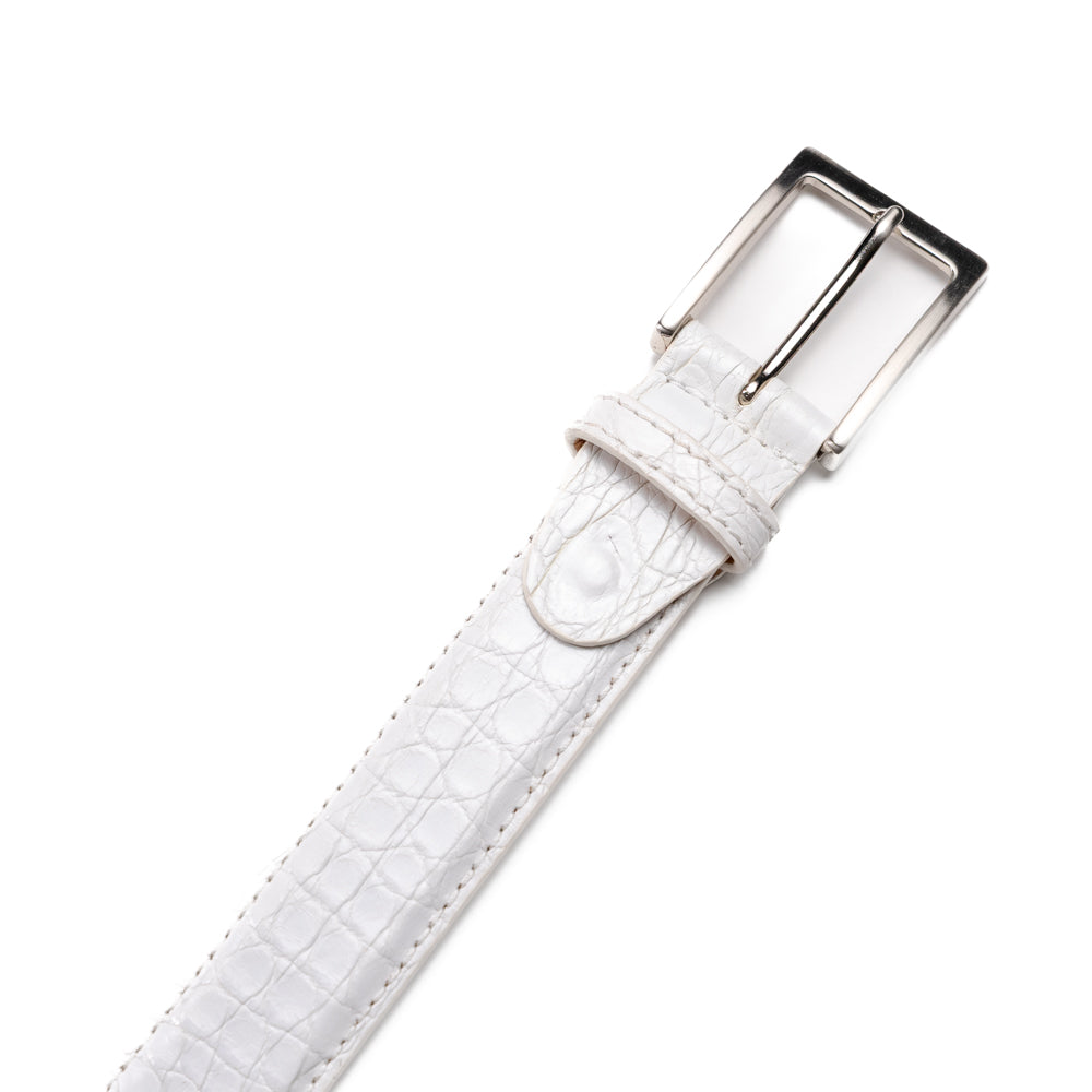 71-155-WHT Crocodile Belt, White