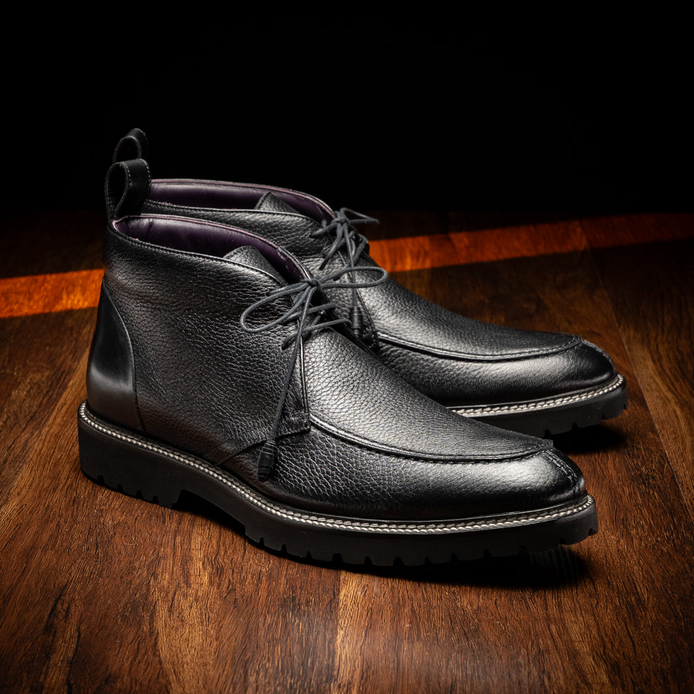 48-595-BLK CAMPO HIGH Deerskin Chukka Boot, Black