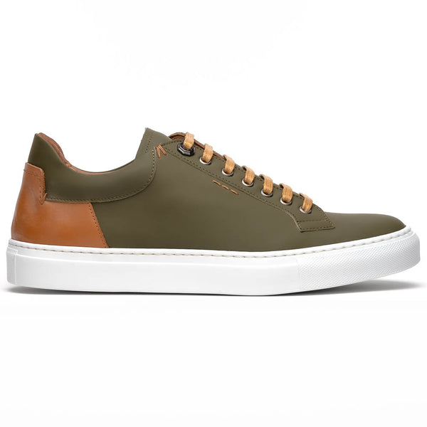 65-229-OLV Diaz Rubberized Calfskin Sneaker Olive Green – Zelli Italia