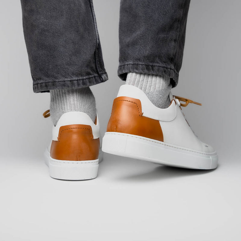 65-229-WHT Diaz Rubberized Calfskin Sneaker White
