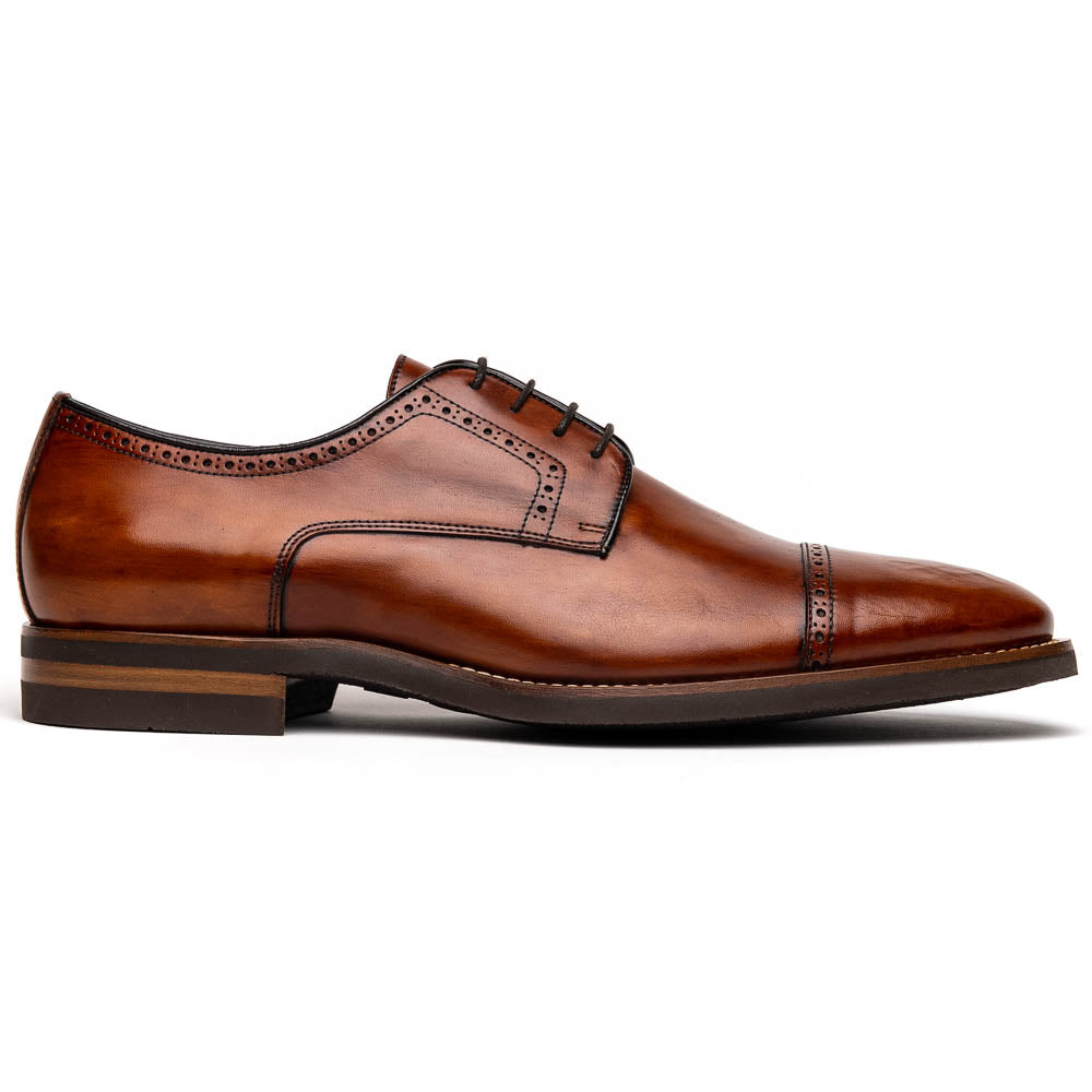 GIOVANNI Handmade Italian Leather Men’s Oxford Lace Up Shoes in Cognac Giovanni Tan Ultralight Oxford | D&K SUIT DISCOUNTERS main image 4