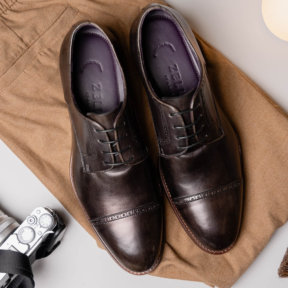 25-548-GRY GIOVANNI Italian Calfskin Lace Up Black