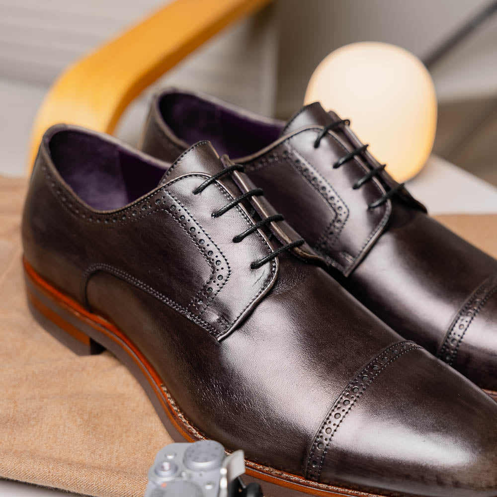 25-548-GRY GIOVANNI Italian Calfskin Lace Up Black