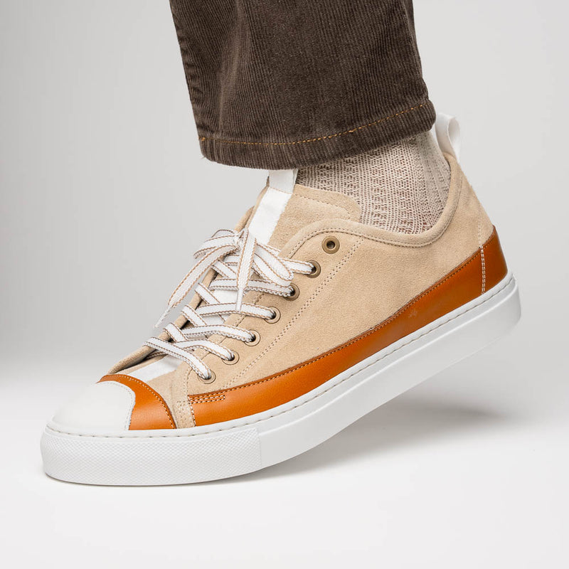 65-360-TPE LANDO Sueded Calfskin Sneaker Taupe