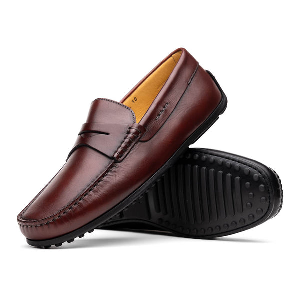 Burgundy driving sales shoes