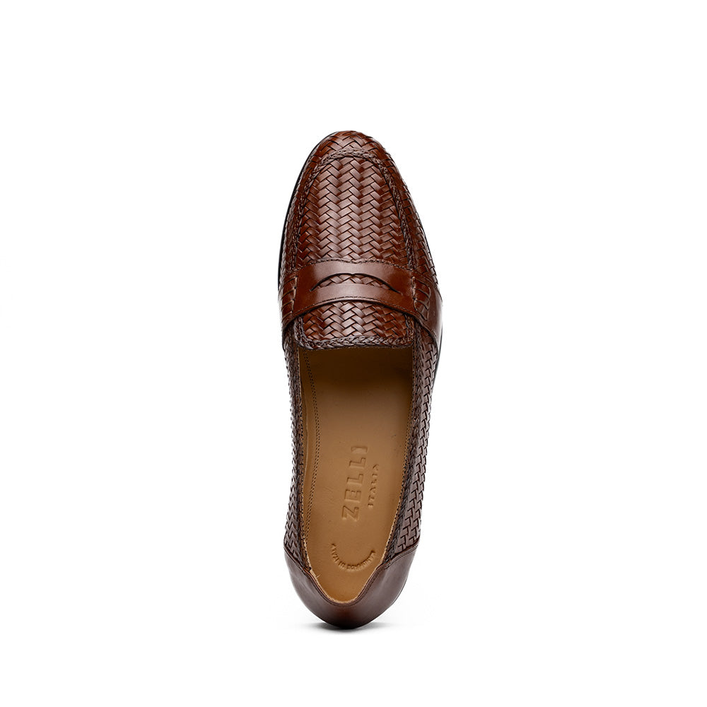 15-585-BRN NICOLA Italian Calfskin Basketweave, Dark Brown