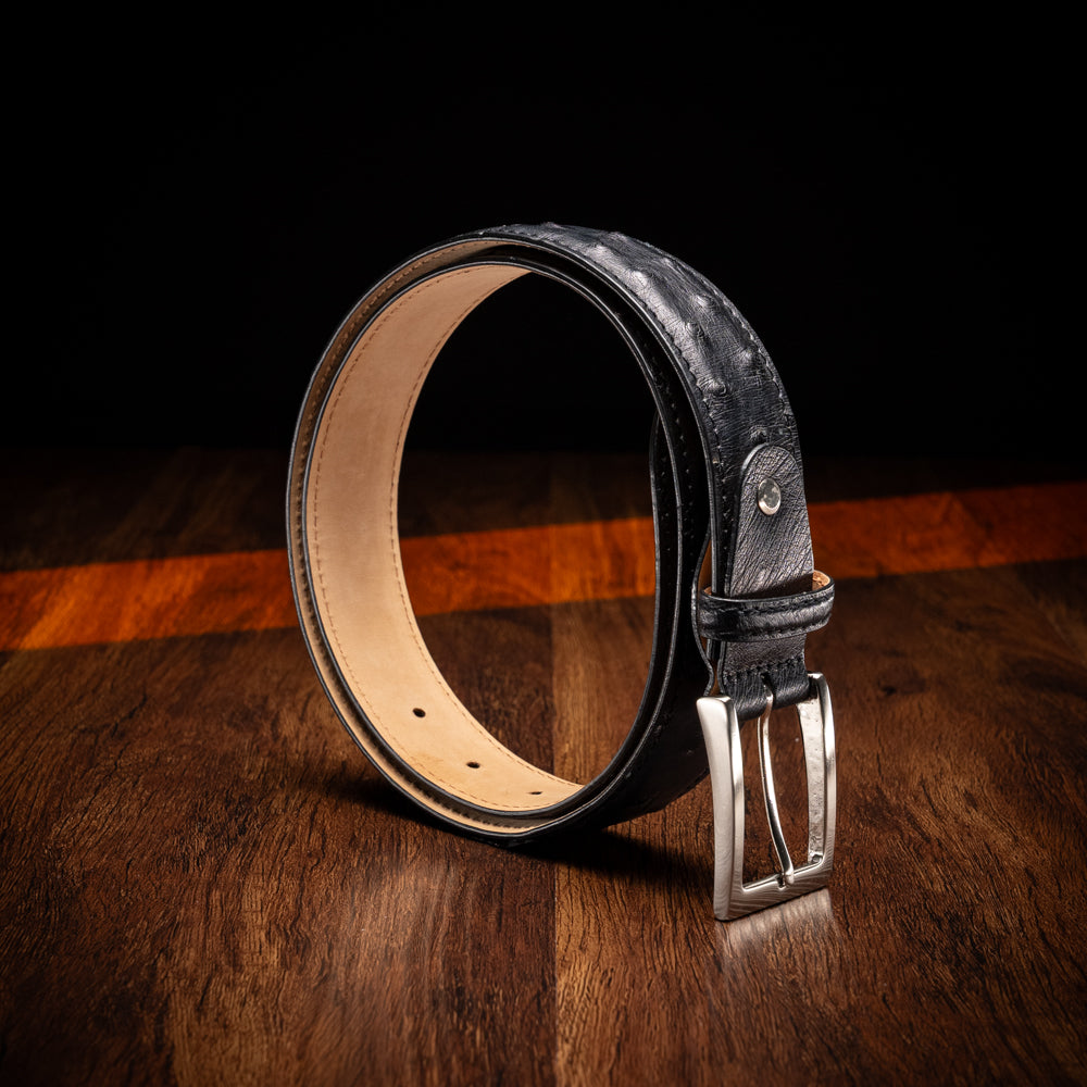 73-101-BLK OSTRICH QUILL Belt, Black