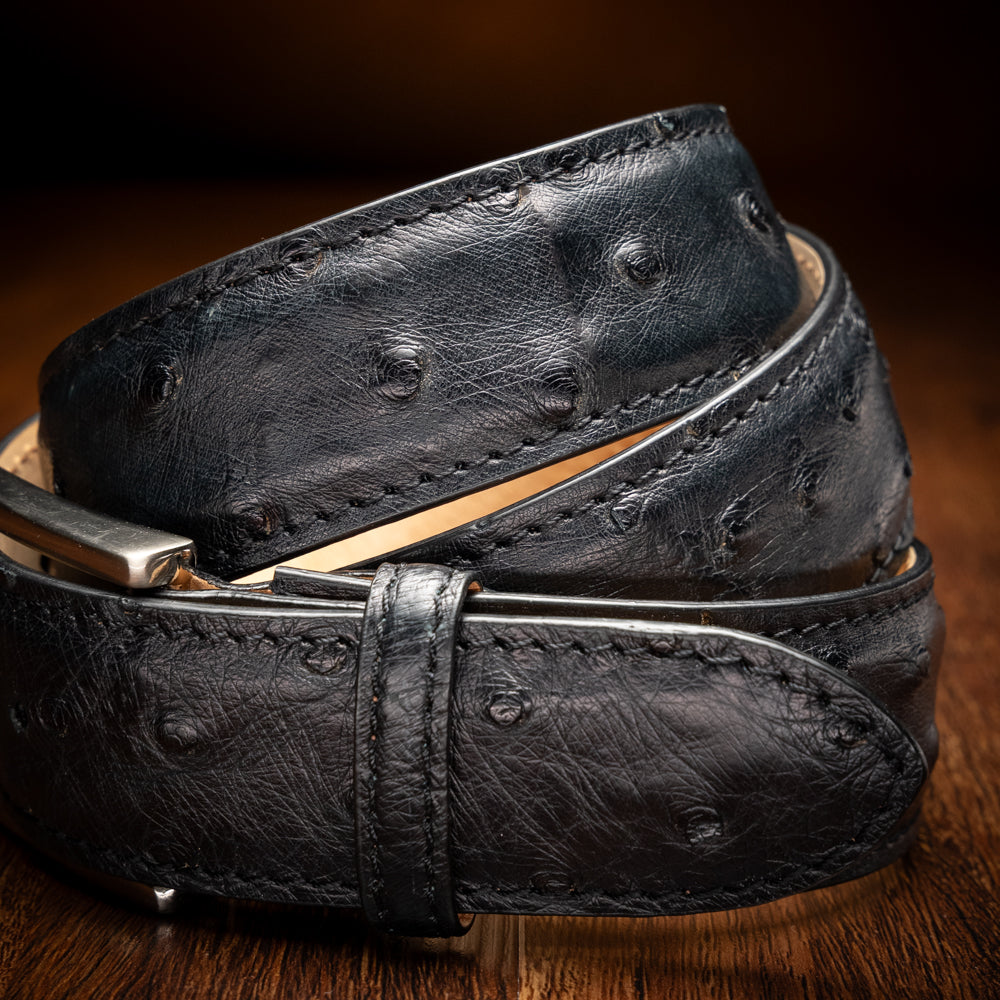 73-101-BLK OSTRICH QUILL Belt, Black