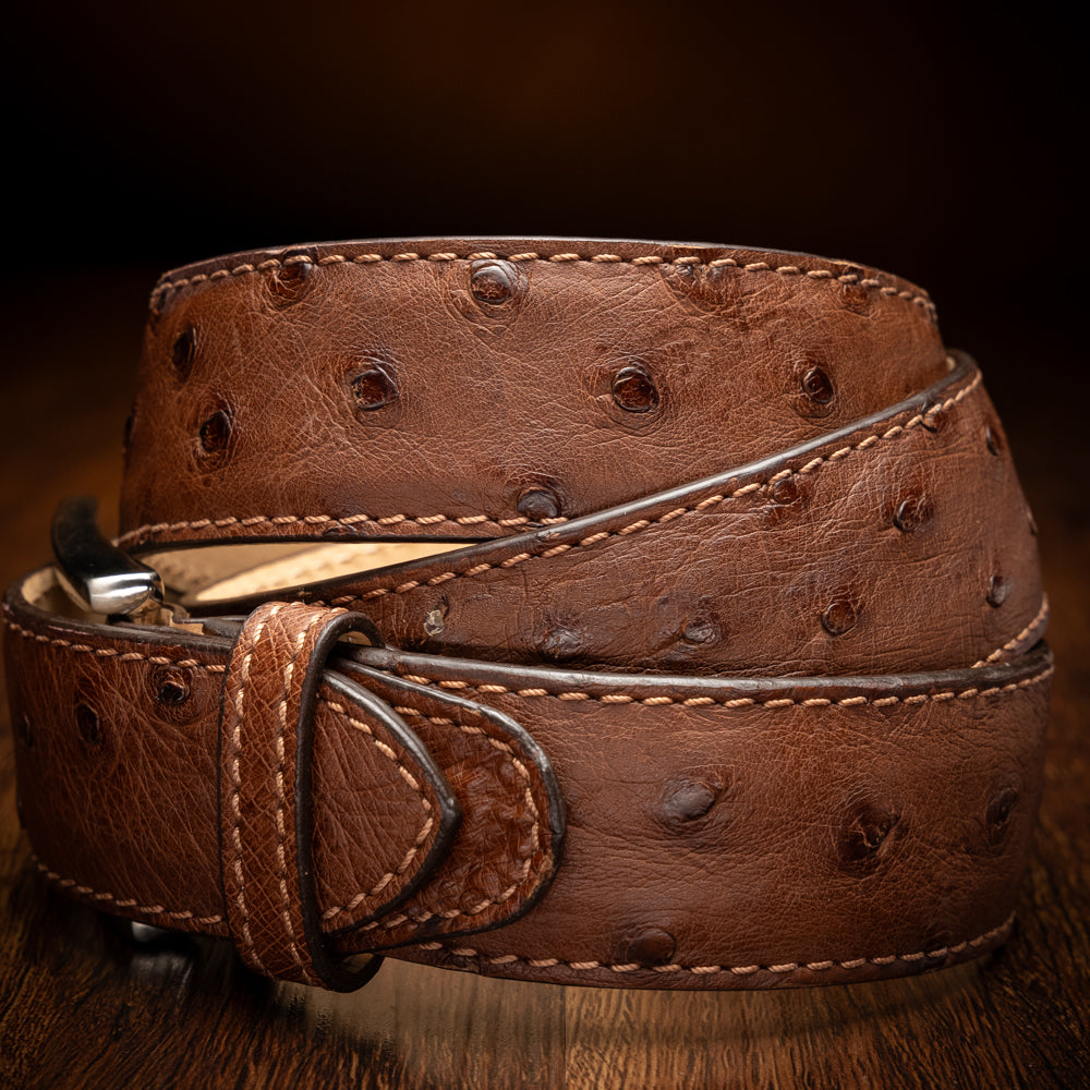 73-101-BRN OSTRICH QUILL Belt, Brown