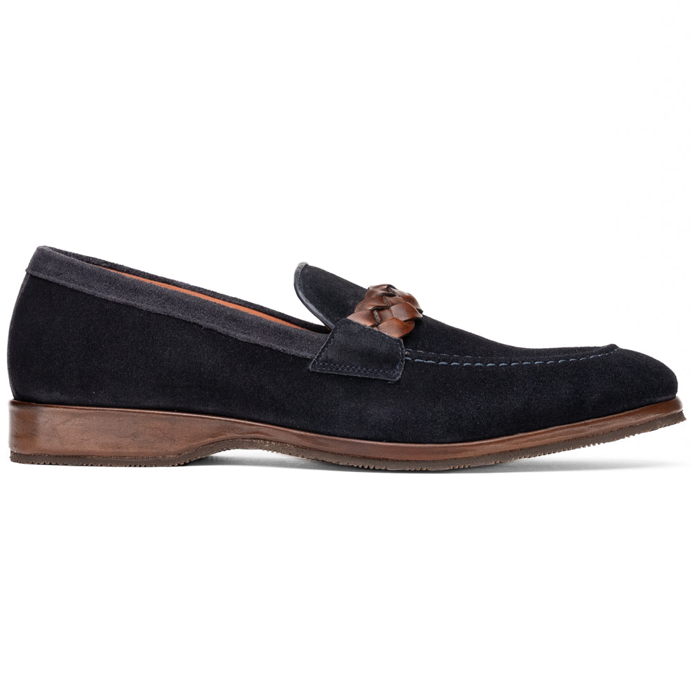 16-695-NVY PISA Italian Suede Hand-Woven Loafers Navy