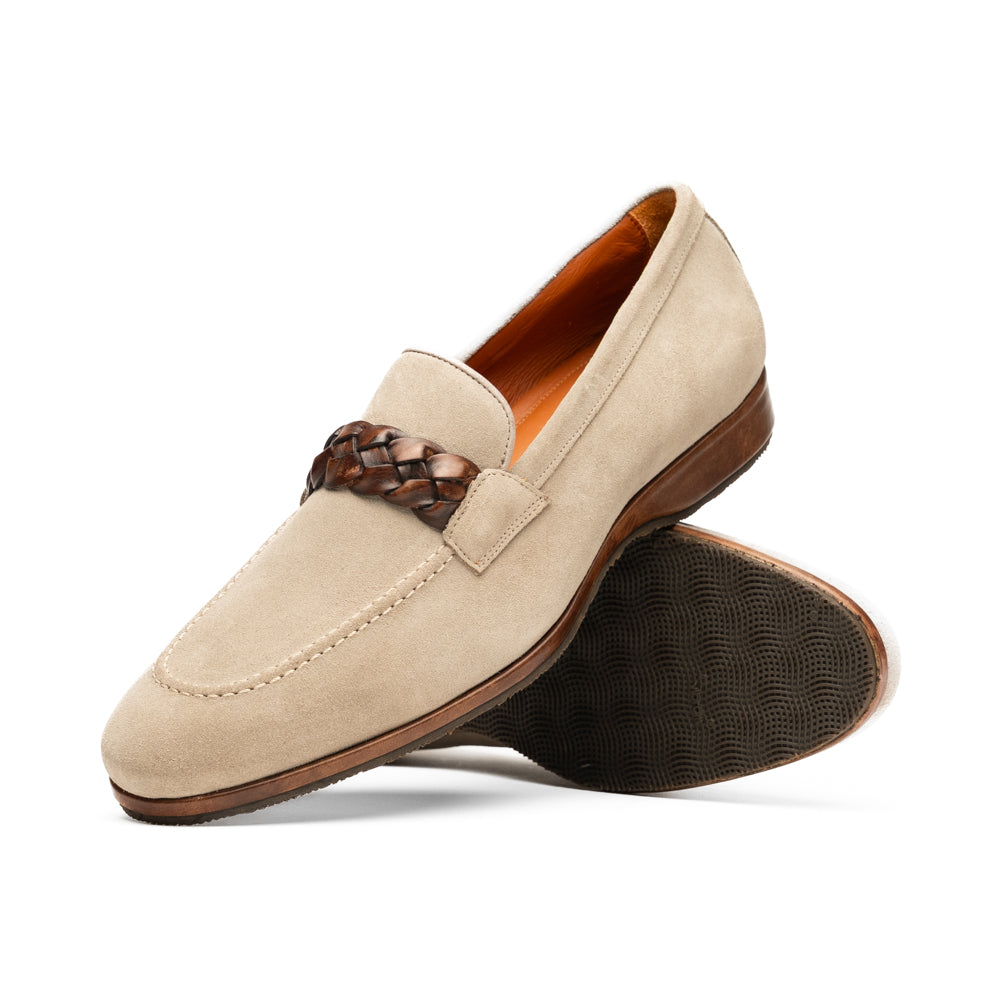 16-695-STN PISA Italian Suede Hand-Woven Loafers STONE