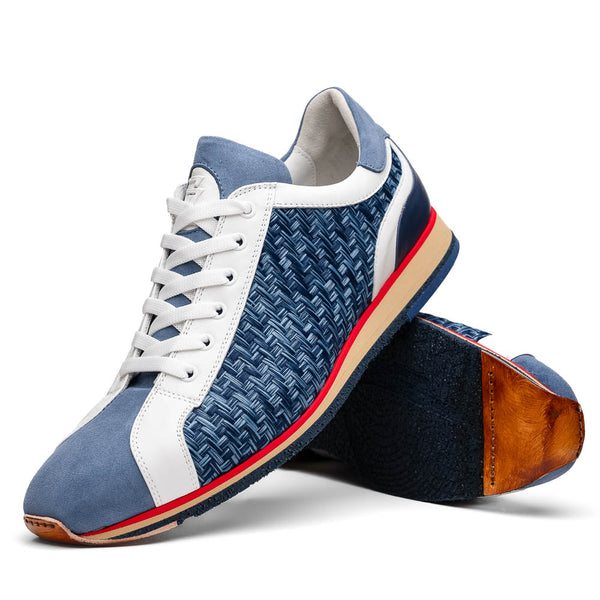 65-375-BLU RIPI Calfskin Hand Weave Sneaker Blue