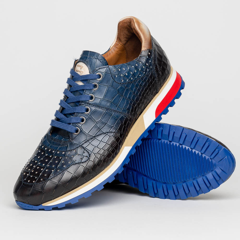 65-220-NVY ROCCO Italian Calfskin Embossed Crocodile, Navy