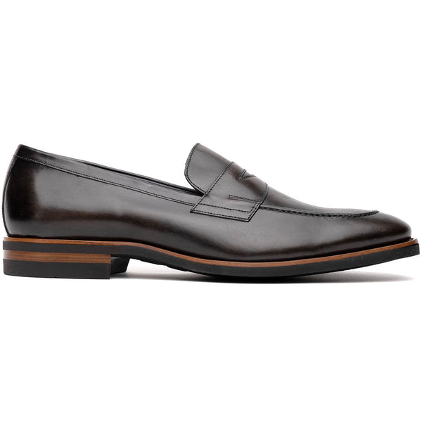 15-400-GRY ROMA Hand Burnished Calfskin Penny Loafer Grey
