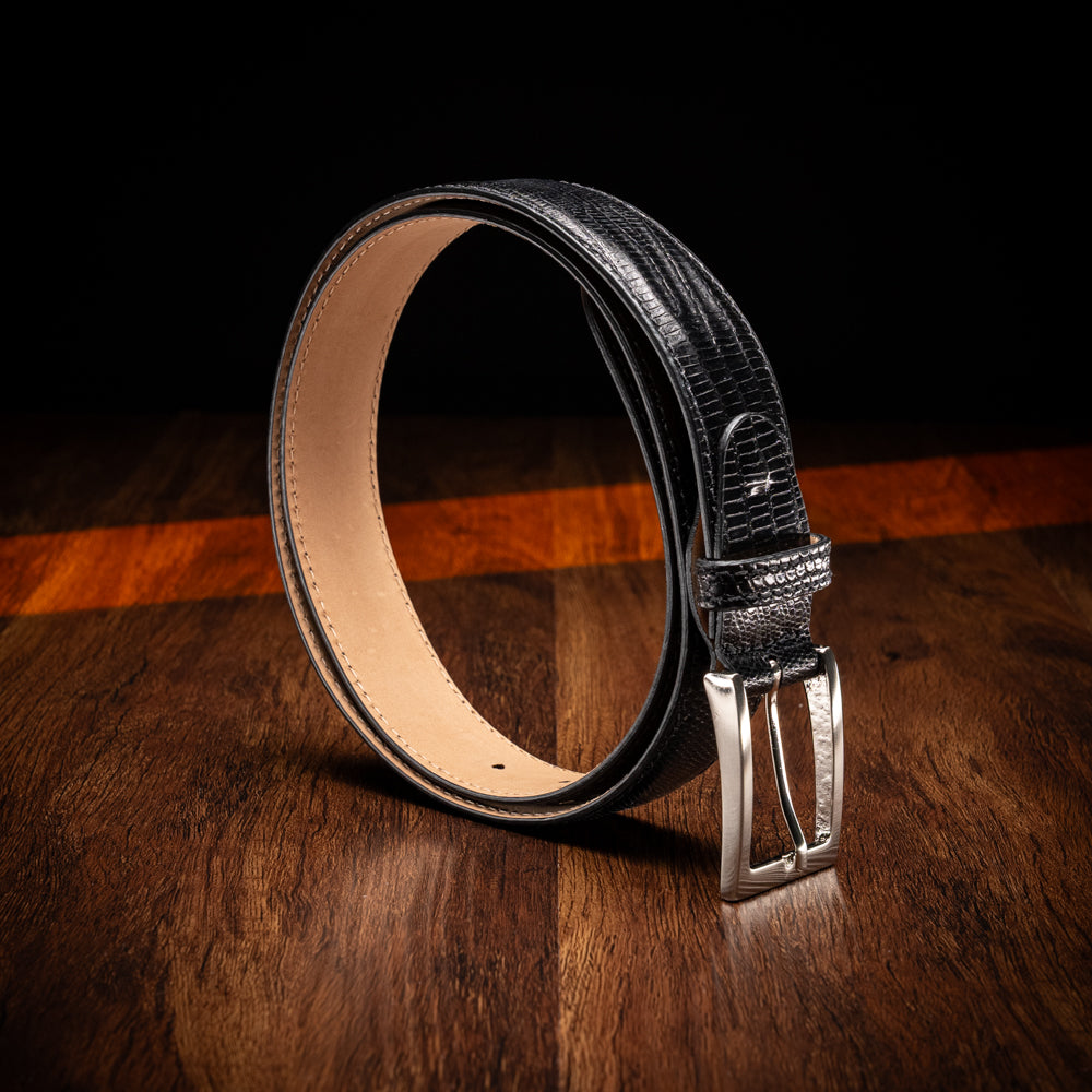 74-350-BLK BELT TEJU LIZARD, Black
