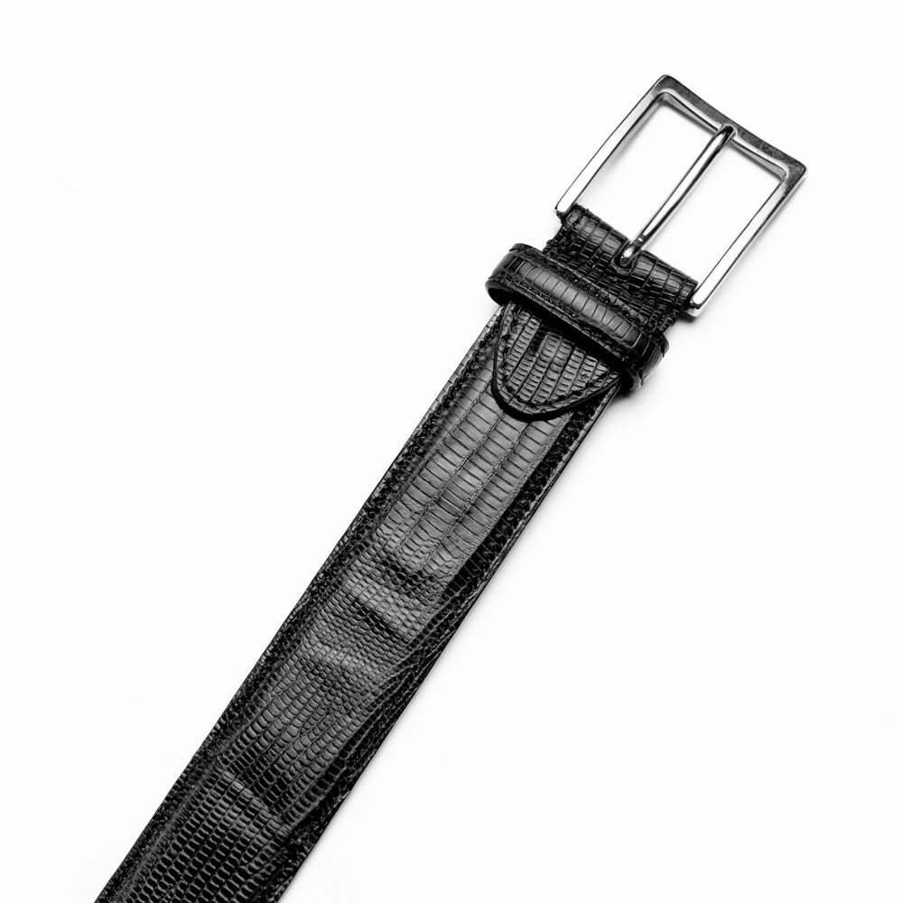 74-350-BLK BELT TEJU LIZARD, Black