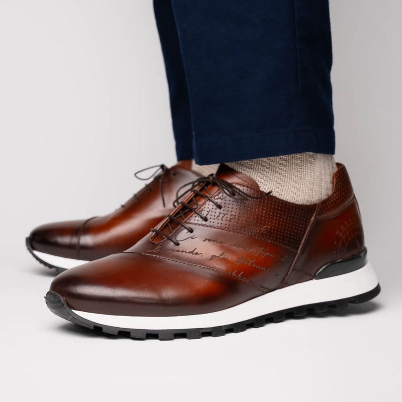 65-395-BRN TESTO Italian Calfskin Sneaker Brown
