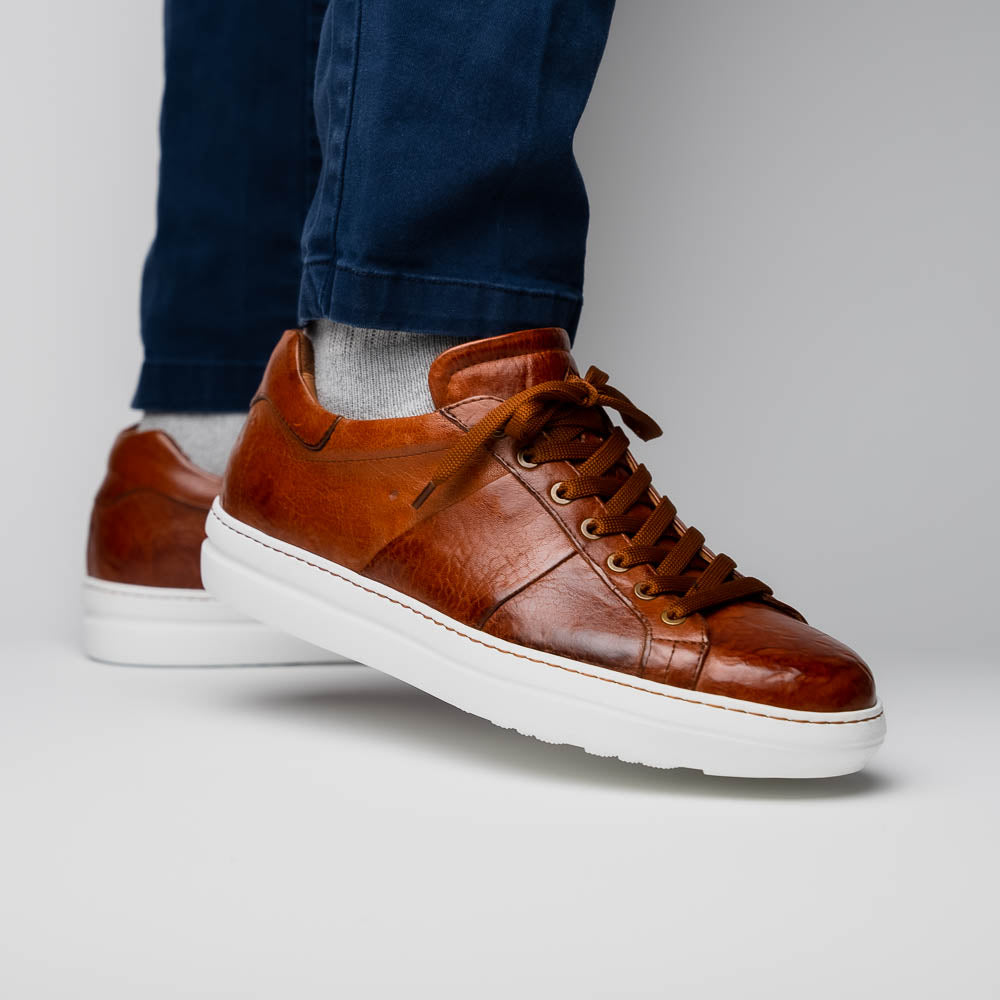 65-348-CGN Vivo Italian Tumbled Calfskin Sneaker Cognac