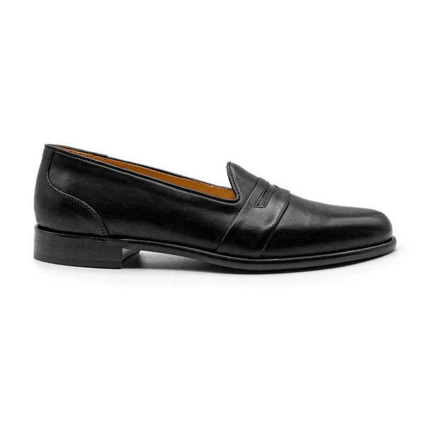 15 201 BLK AREZZO Calfskin Penny Loafer Black