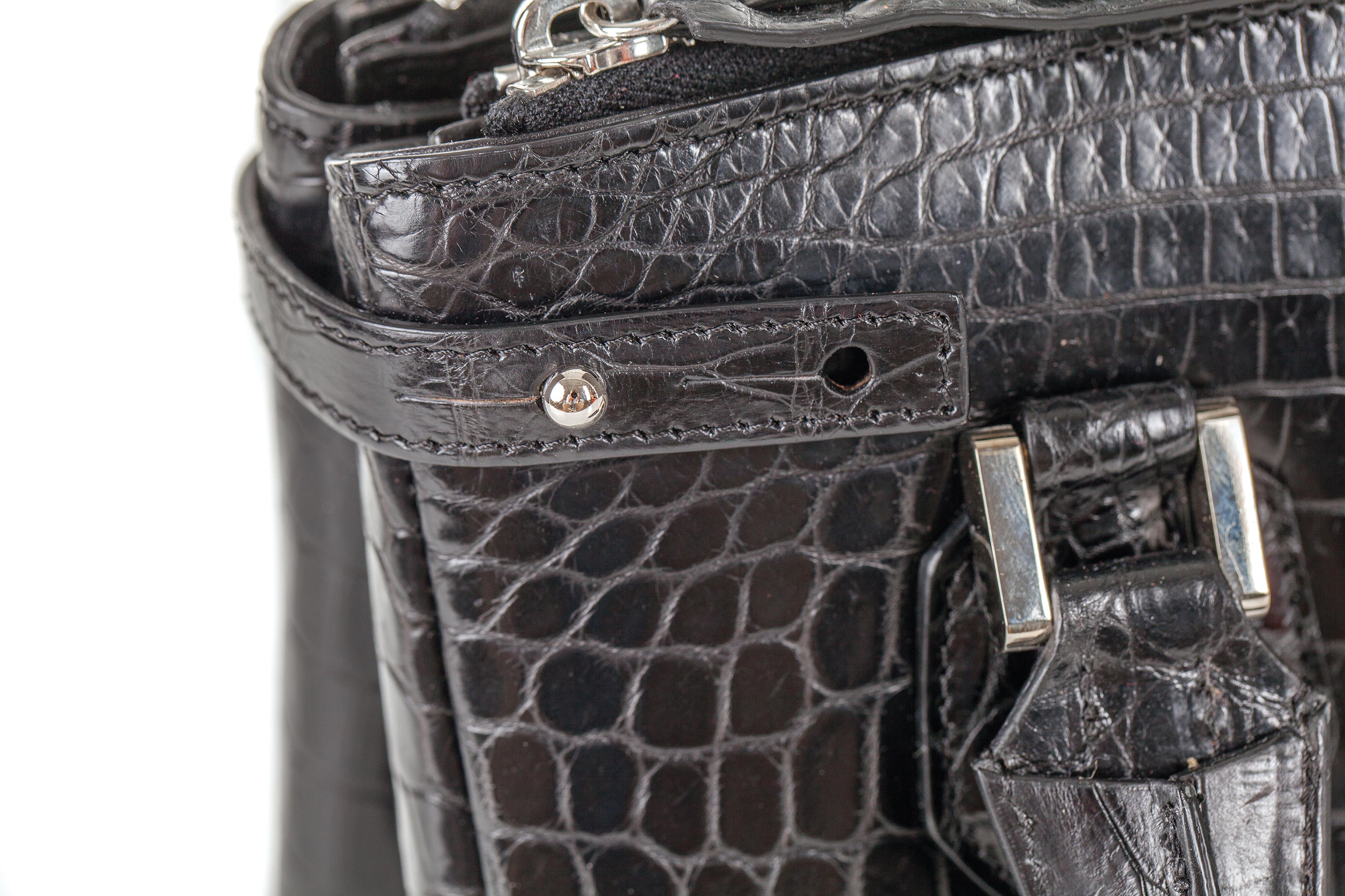 30-657-BLK THE JULIETTE Gracen Nile Crocodile Handbag, Black