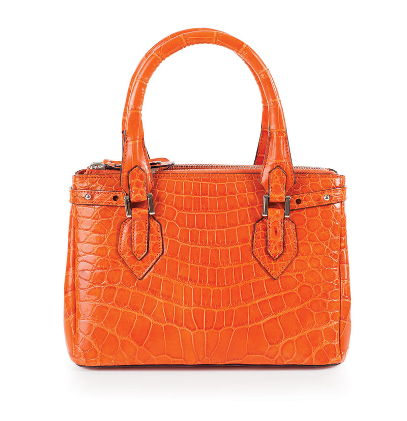 30-657-ORG THE JULIETTE Gracen Nile Crocodile Handbag, Orange