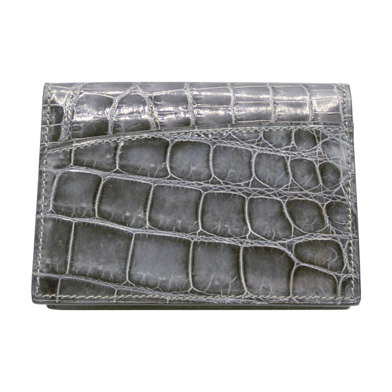 40-672-GRY Gracen Crocodile Card Case, Gray