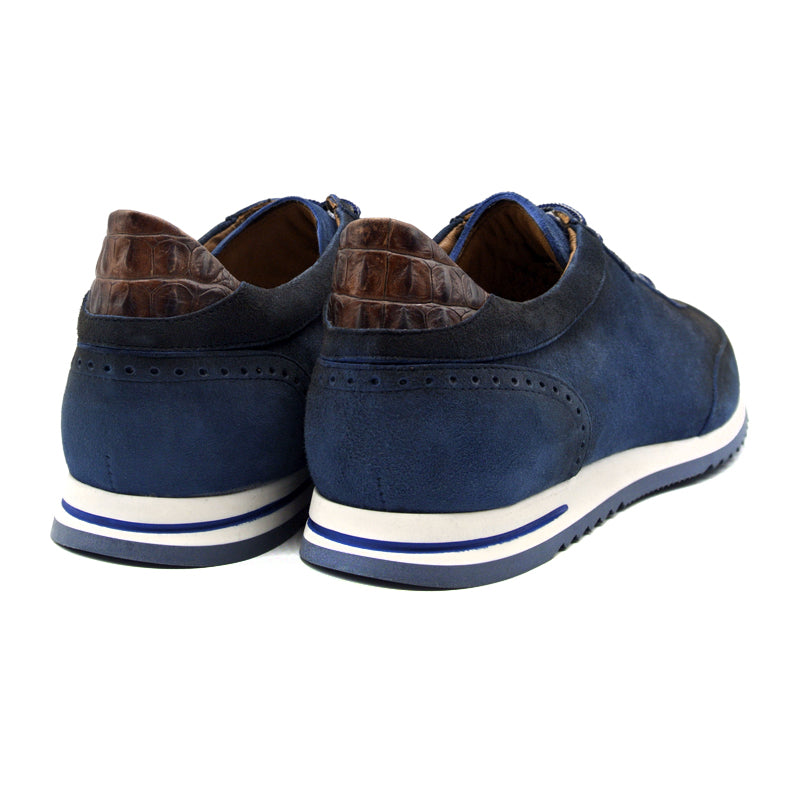 66-200-NVY COSTA Italian Burnished Suede Sneaker, Navy