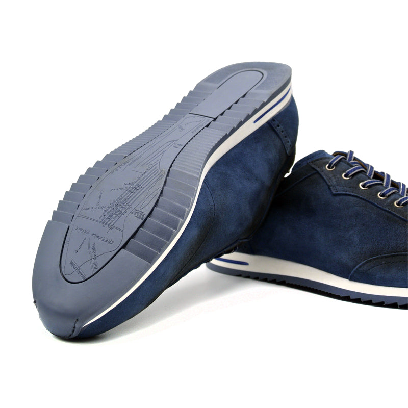66-200-NVY COSTA Italian Burnished Suede Sneaker, Navy